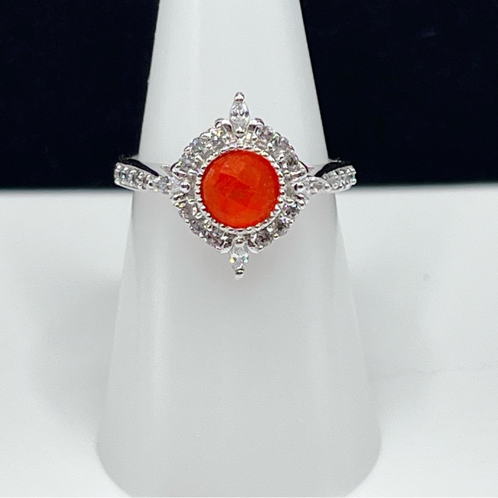 Bomb Party BP Zen Gems Ring Trust The Process Red Quartz Rhodium plating size 7